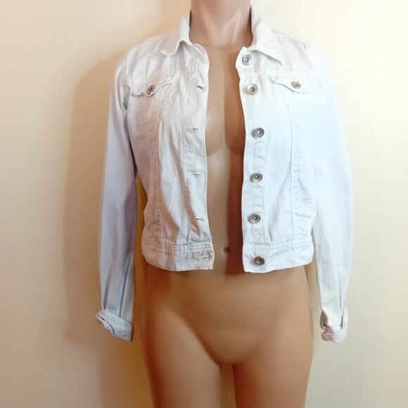 Y2K Women's Bongo Jeans Ombre Light Wash Jean Jacket Spring Fall Size Medium - Picture 3 of 15